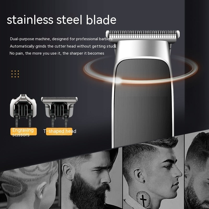 Oil Head Engraving Scissors Digital Display USB Charging Double Cutter Head Electric Clipper