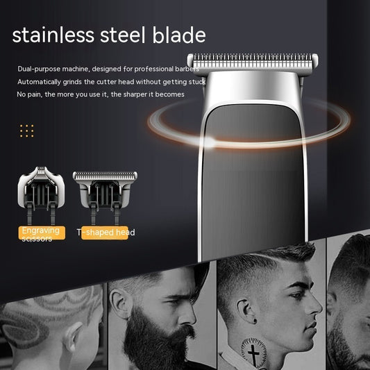 Oil Head Engraving Scissors Digital Display USB Charging Double Cutter Head Electric Clipper