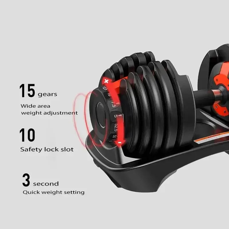48kg/90 lbs. Smart Dumbbells for Men: Fast, Detachable, and Adjustable Design, Suitable for Household and Gym Fitness Equipment