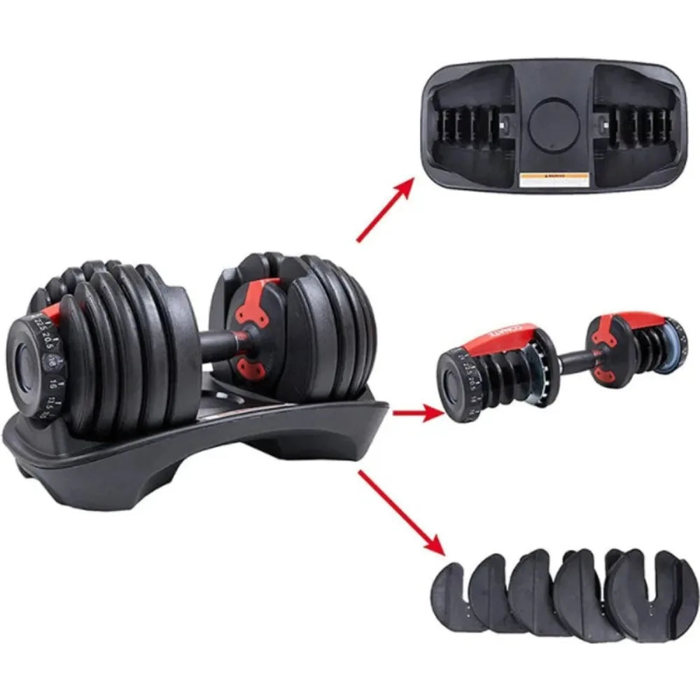 48kg/90 lbs. Smart Dumbbells for Men: Fast, Detachable, and Adjustable Design, Suitable for Household and Gym Fitness Equipment