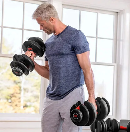 48kg/90 lbs. Smart Dumbbells for Men: Fast, Detachable, and Adjustable Design, Suitable for Household and Gym Fitness Equipment