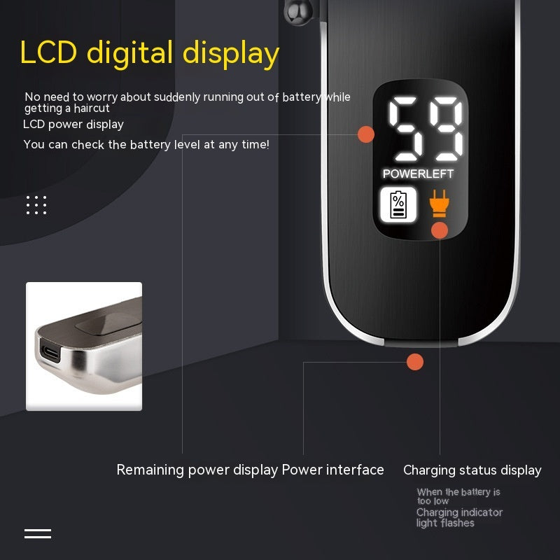 Oil Head Engraving Scissors Digital Display USB Charging Double Cutter Head Electric Clipper